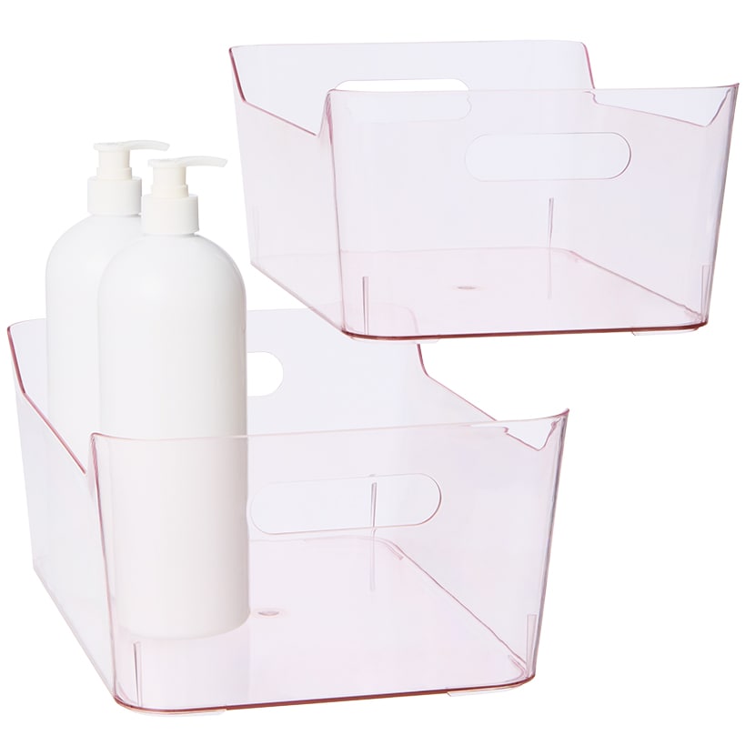 Large Plastic Storage Bins in Blush - Set of 2