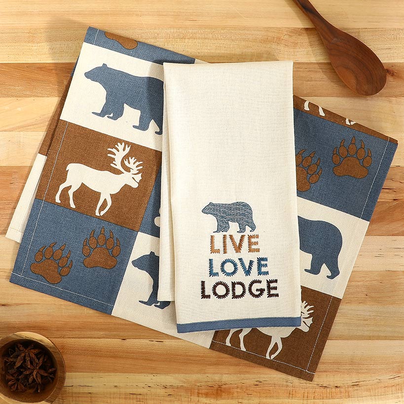 Embroidered Kitchen Towels Lodge Set of 2#select-towel_live-love-lodge