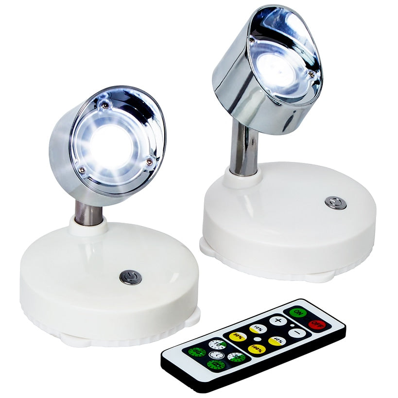Remote-Controlled Spotlights, Rotating Head and Adjustable Brightness
