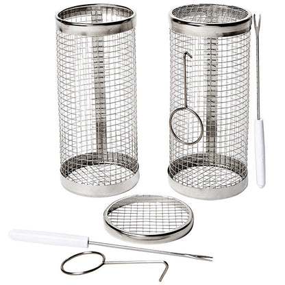 Rolling Grill Baskets with Roasting Forks - Set of 2