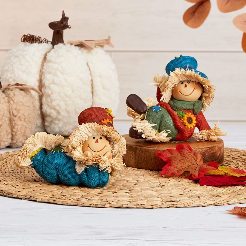 Set of 2 Harvest Scarecrow Pals Table Decor
