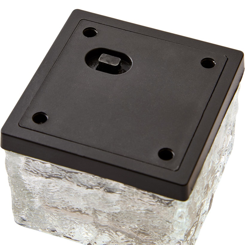 Solar LED Glass Ice Cube Blocks Set of 2