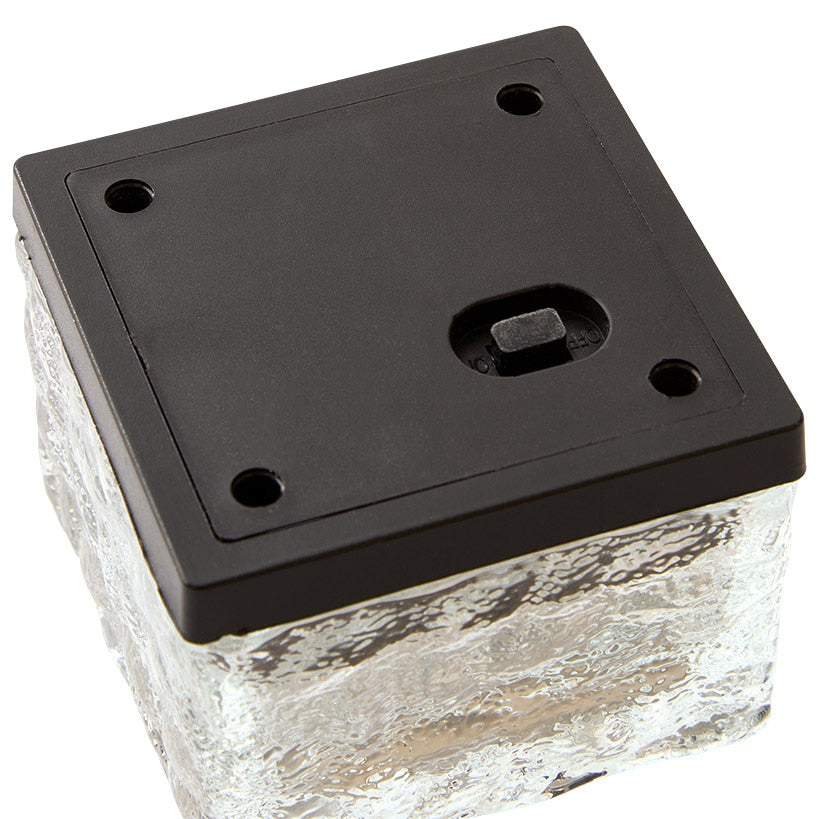 Solar LED Glass Ice Cube Blocks Set of 2