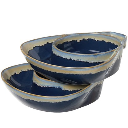 Stoneware Dual Compartment Soup & Side Bowl Set