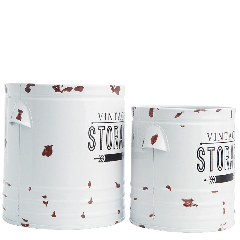 Vintage Metal Kitchen Storage Canisters - Set of 2