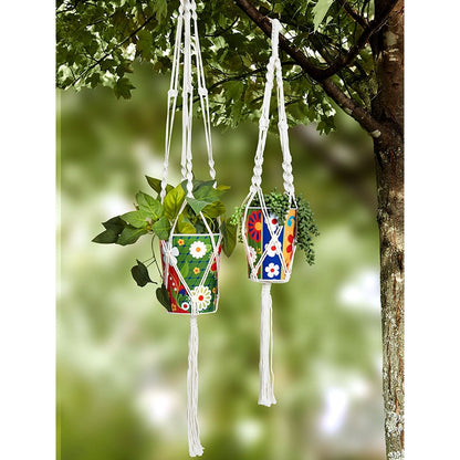 Talavera-Inspired Metal Planters - Set of 2