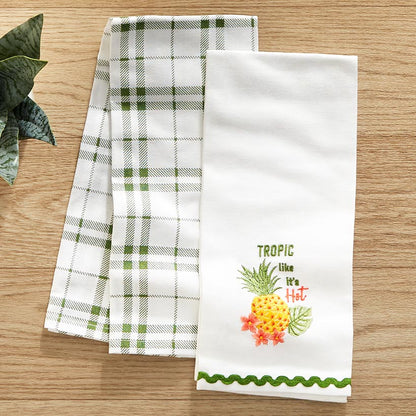 Tropical Embroidered Kitchen Towels, Set of 2