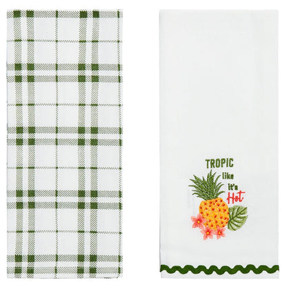 Tropical Embroidered Kitchen Towels, Set of 2