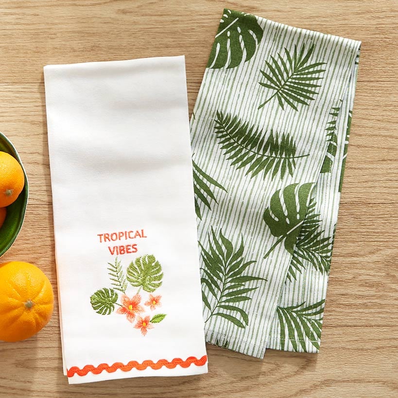 Tropical Embroidered Kitchen Towels, Set of 2#select-towels_tropical-vibes