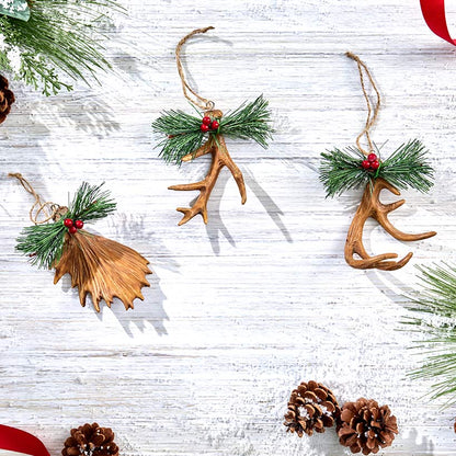 Set of 3 Antler Ornaments