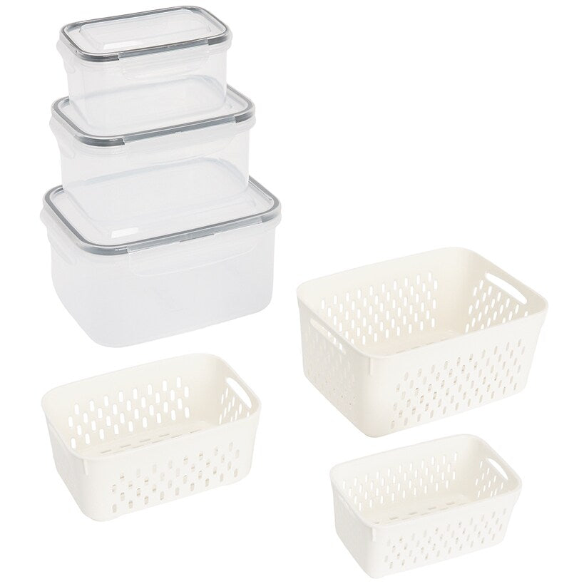 Food Storage Fridge Containers with Colanders Set of 3