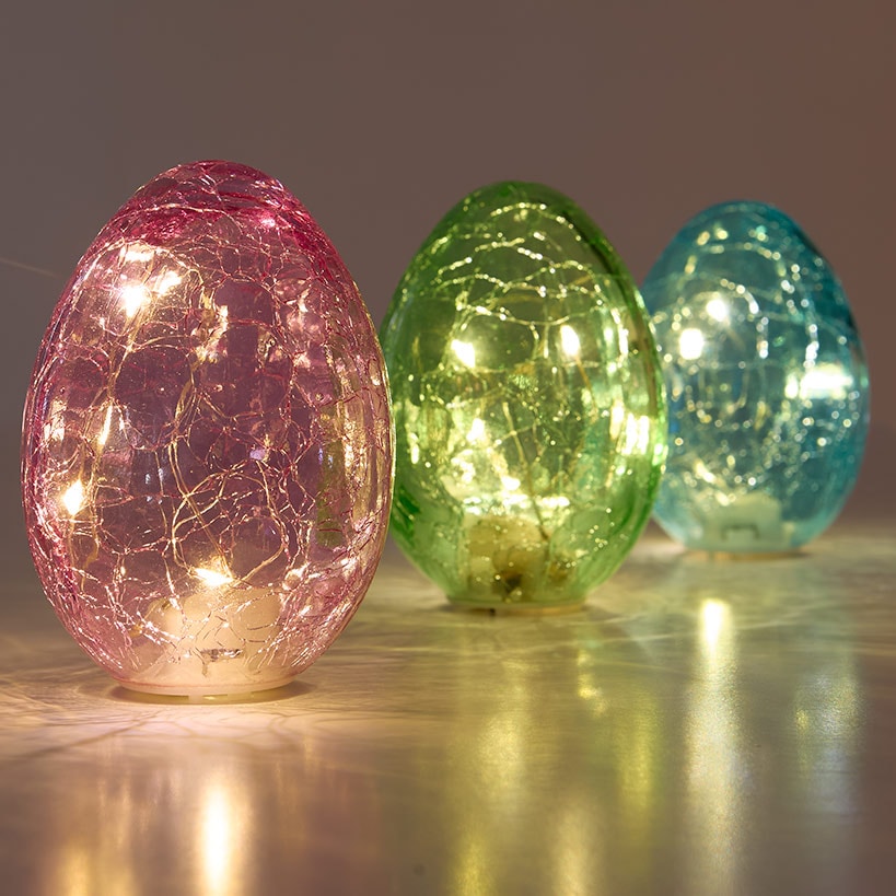 Easter LED Lighted Eggs Table Decor in Green Pink Blue