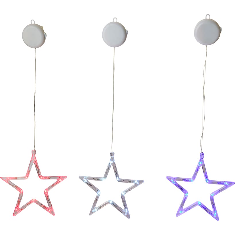 Window Stars Red Blue and White Set of 3 Lighted