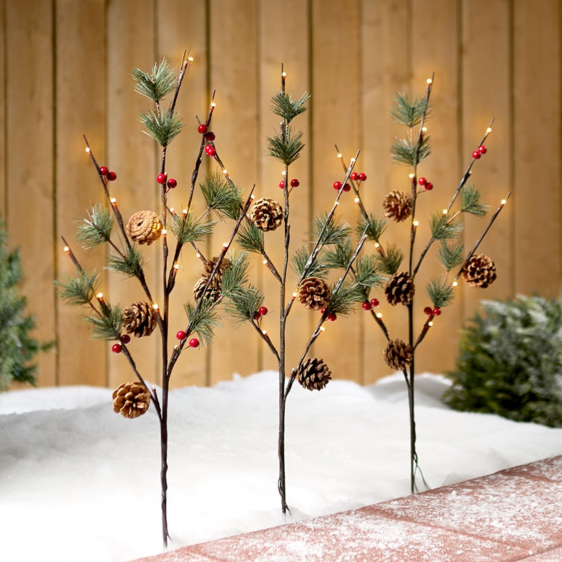 26" Solar Pinecone Stakes Set of 3