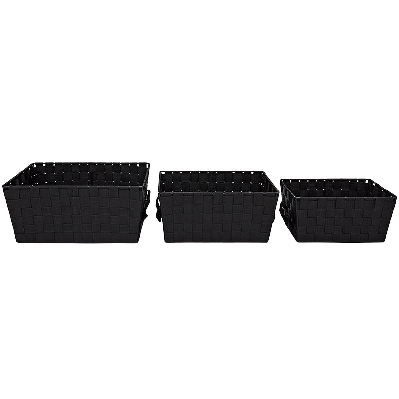 Whitmor Woven Storage Baskets in Black - Set of 3