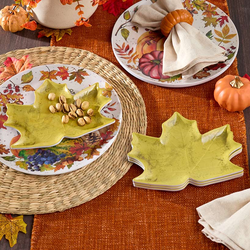 Leaf Shaped Appetizer Plates Set of 4#select-design_fall-leaves