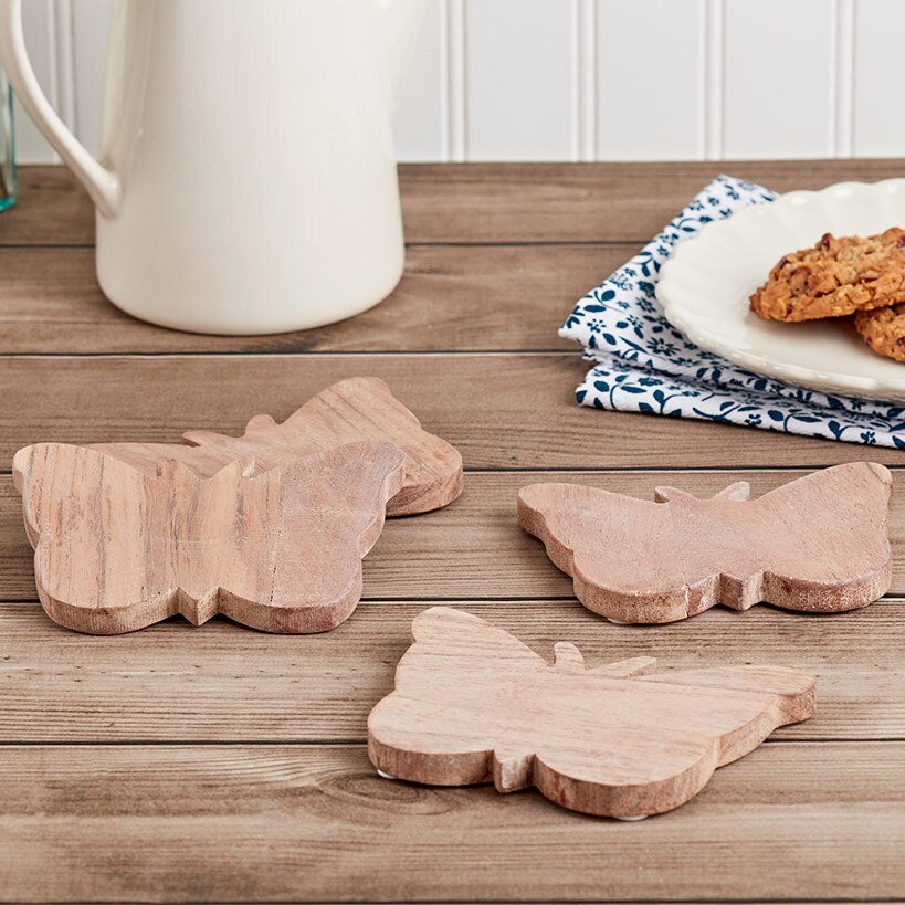 Dolly Parton Acacia Wood Butterfly Coasters - Set of 4