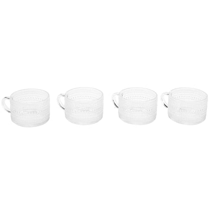 Hobnail Clear Glass Mugs - Set of 4