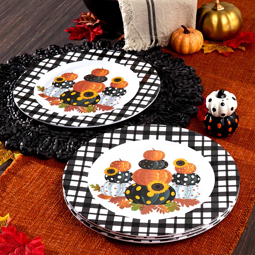 Plaid Pumpkin Harvest Serveware#select-item_set-of-4-dinner-plates