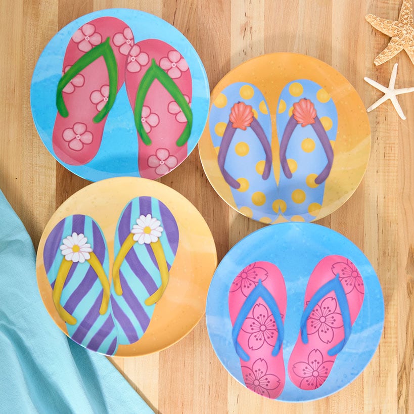 Summer Dining Melamine Plates Set of 4#select-design_flip-flops