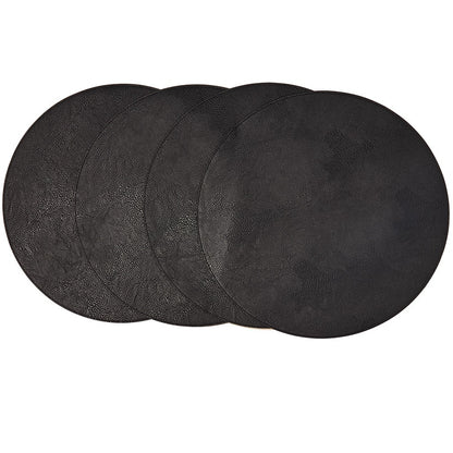 Set of 4 Faux Leather Round Placemats