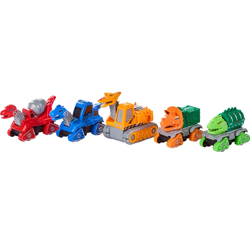 Diecast Transforming Robots Set - Dinosaur to Truck Fun with 360º Rotation