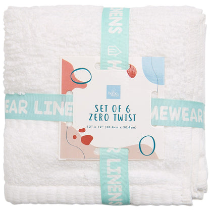 Homewear Highland Border Zero Twist Cotton Washcloth, Set of 6