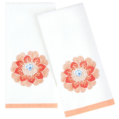 Shana Spring Floral Embroidered Hand Towels, Set of 2