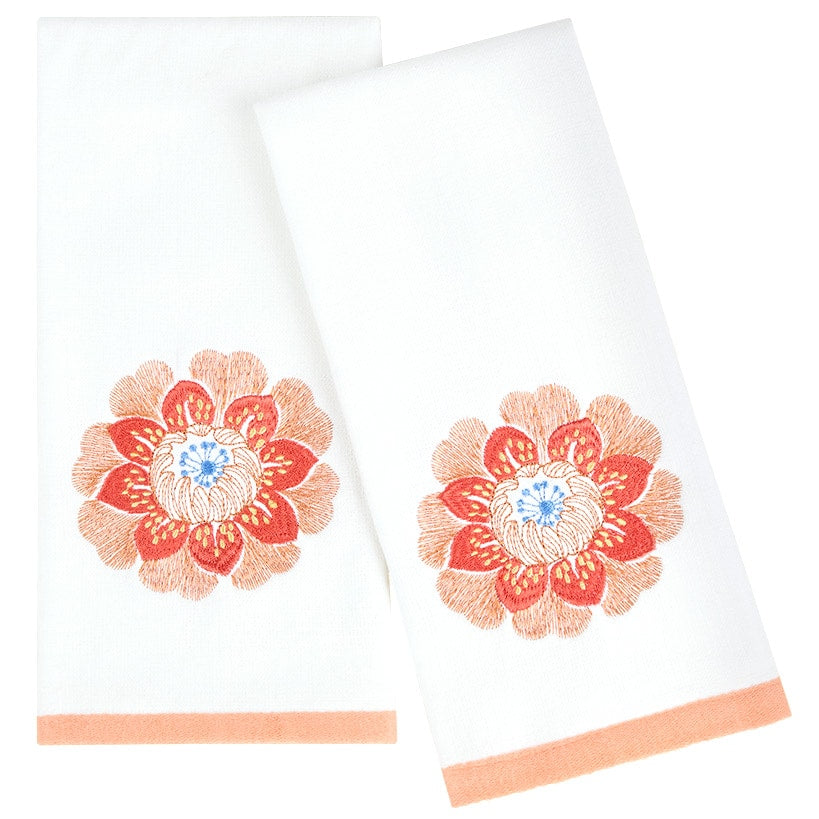 Shana Spring Floral Embroidered Hand Towels, Set of 2