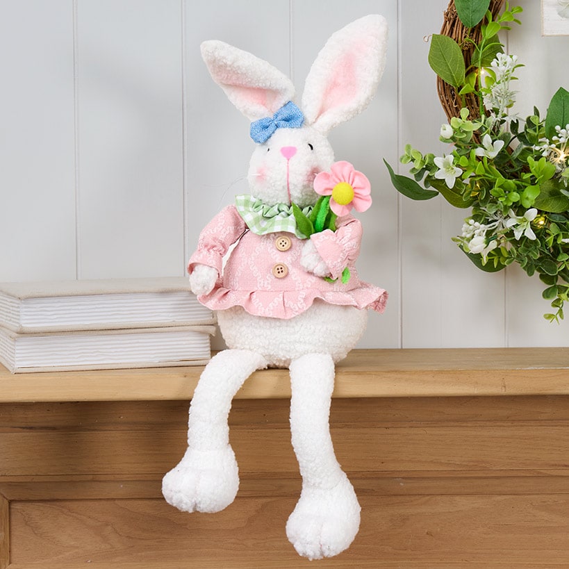 Easter Poseable Sherpa Shelf Sitter Bunnies - Girl or Boy#select-bunny_girl
