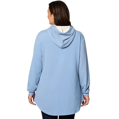 Women's Long-Sleeve Hooded Pullover with Decorative Buttons
