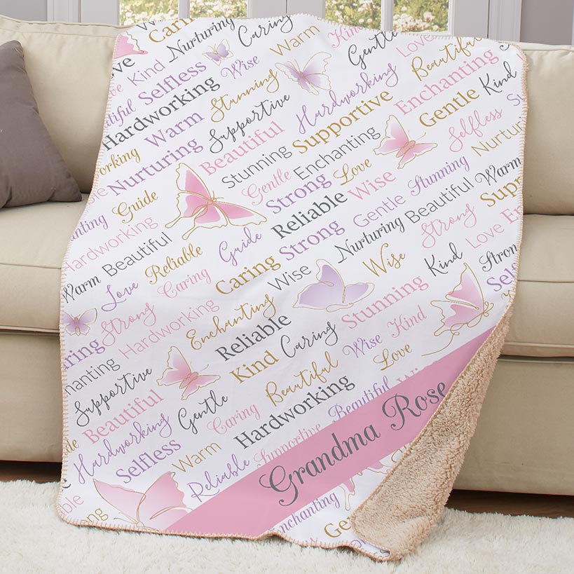 Personalized Butterflies Sherpa Throw