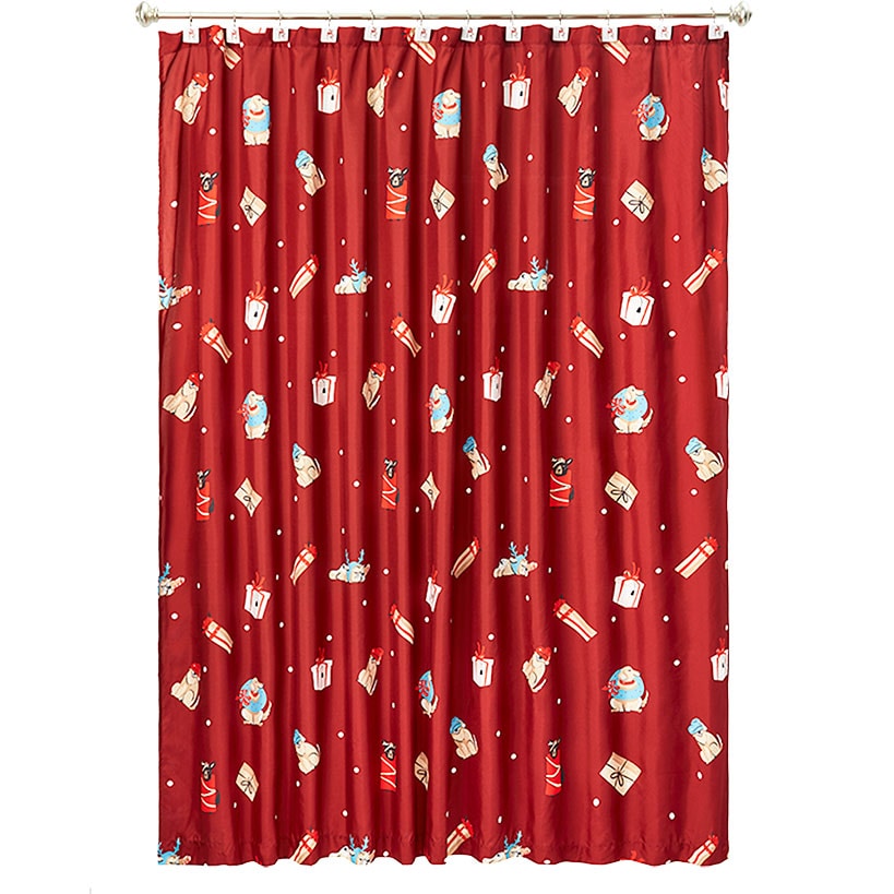 Christmas Dogs Shower Curtain, Bath Rug, Hand Towels, Valance, or Hooks