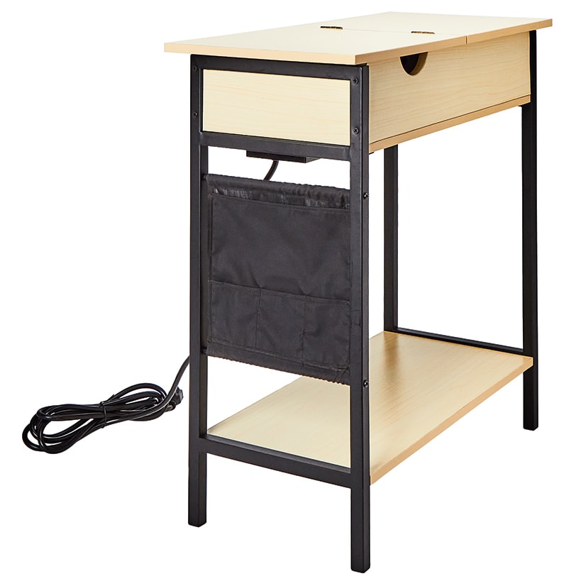 Accent Storage Side Table with Flip-Top and Charging Outlet