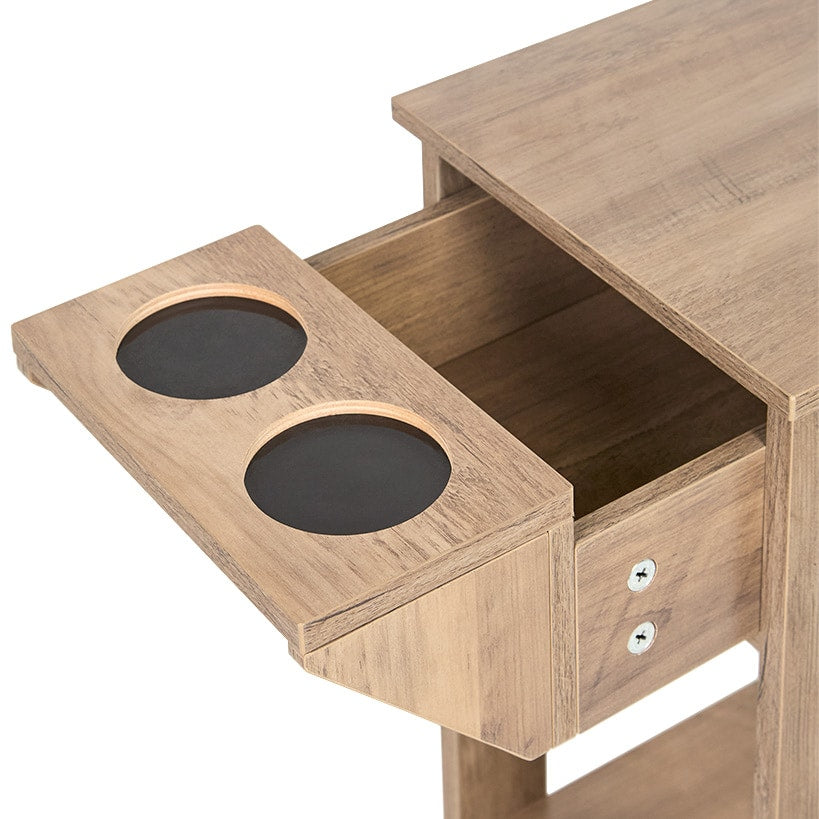 Small Space Side Table with Drink Holders 20”W x 11”D x 24” H