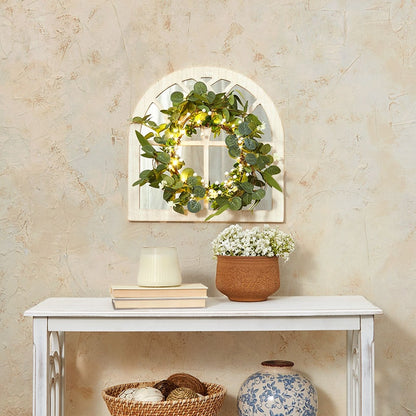 Lighted Country Wall Mirrors with Wreath - Single or Double
