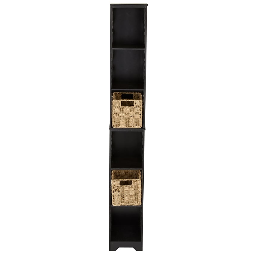 Slim Wood Storage Tower with Decorative Open Display Sides - 6-Tier