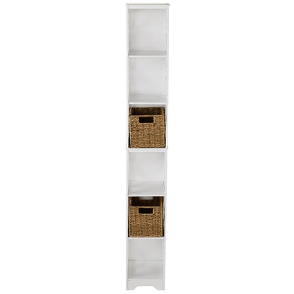Slim Wood Storage Tower with Decorative Open Display Sides - 6-Tier