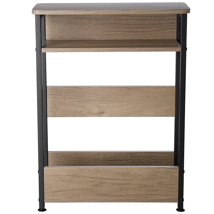 Narrow End Table with Shelf and Magazine Holder - 24"H