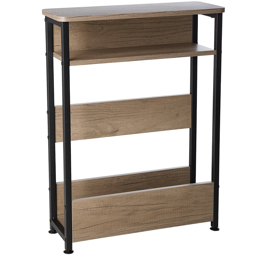 Narrow End Table with Shelf and Magazine Holder - 24"H