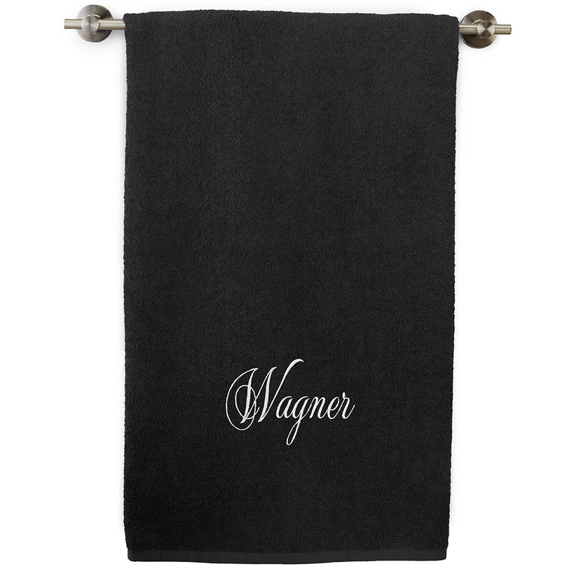 Personalized Embroidered Black Bath Towels