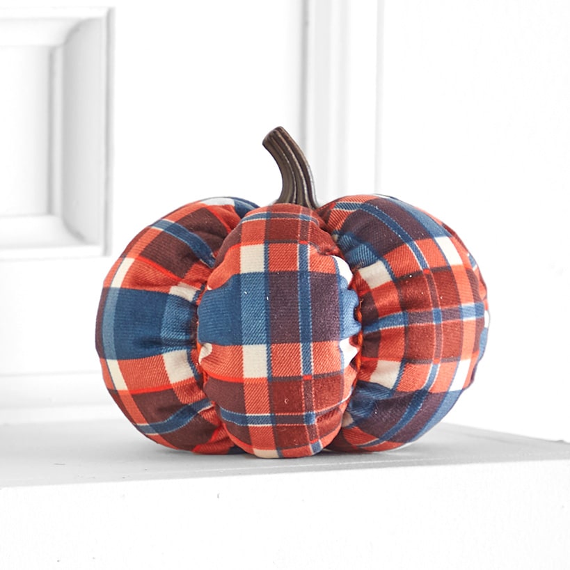 Decorative Harvest Plush Pumpkin#select-color_navy-plaid