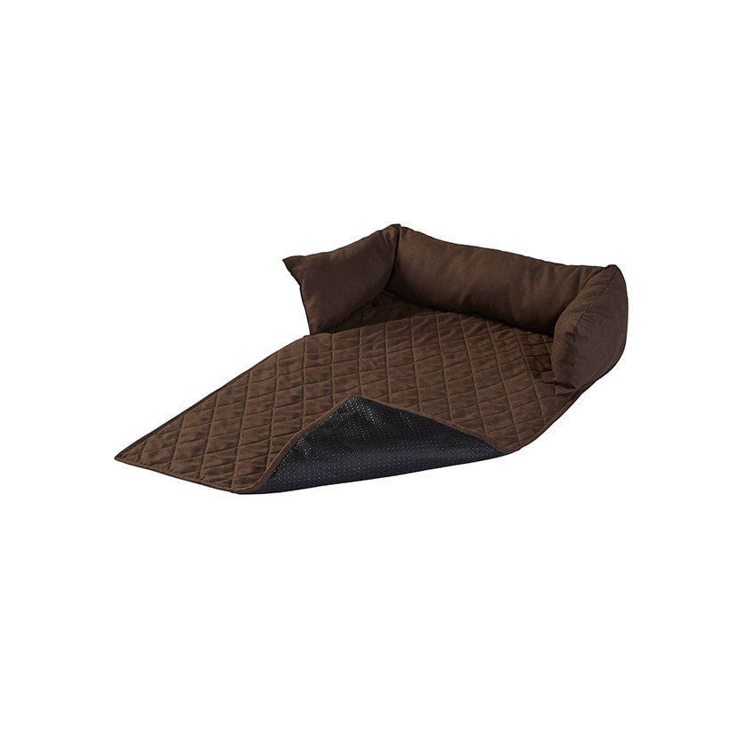 Quilted Pet Bed with Headrest#select-color_espresso-brown