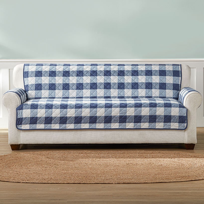 Sargasso Sea Buffalo Plaid Sofa Cover