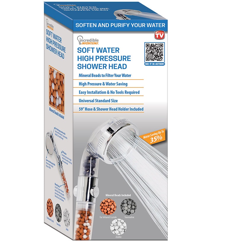 Soft Water High Pressure Shower Head - With 3 Spray Modes and Mineral Beads