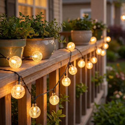 Solar Globe String Lights With Crackle Effect
