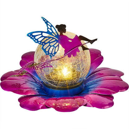 Solar Flower Garden Decor With Fairy Accent