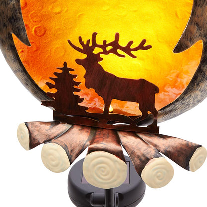 Solar Campfire With Elk Silhouette Stake