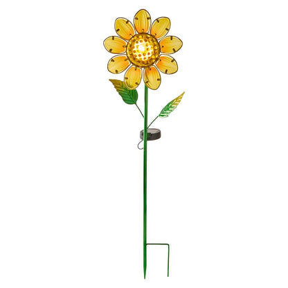 Solar Powered Floral Garden Stake Pansy or Sunflower