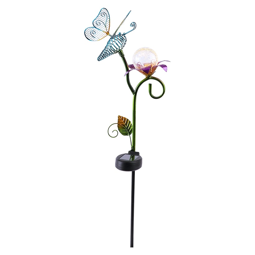 Solar Garden Flower Stake with Butterfly